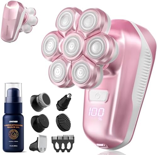 7D Magnetic Electric Shaver for Women, Waterproof Head Razor & Grooming Kit with 140-Min Runtime