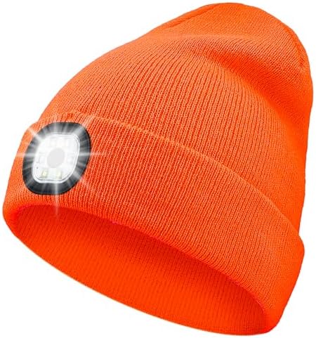 Rechargeable LED Beanie with Headlamp - Winter Hat with 3 Brightness Settings