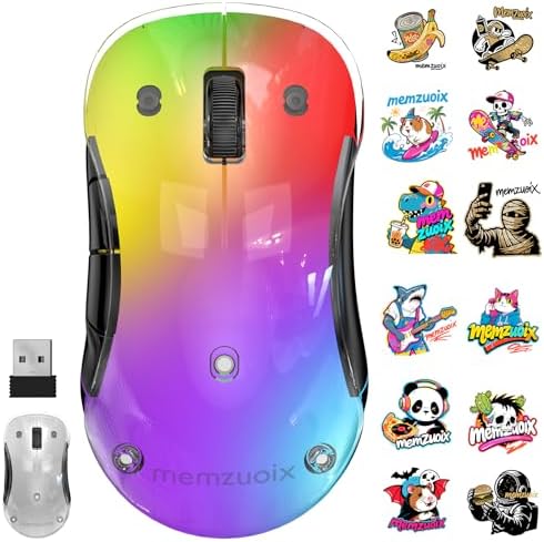 Aesthetic Wireless Mouse with Customizable Covers & LED Mood Lighting - Rechargeable Ergonomic Design, 1200 DPI