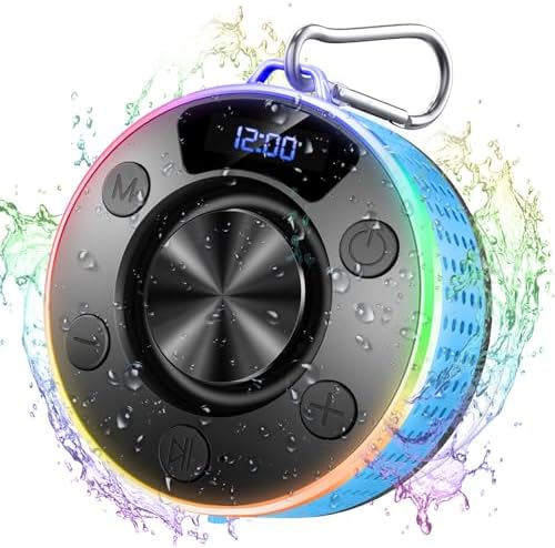 Portable Bluetooth Speaker with Stereo Sound, LED Light, and Suction Cup