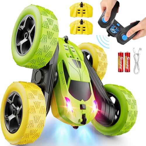 4WD Stunt RC Car with 360° Flips & LED Lights | 2.4GHz Remote | USB-C Modular Batteries | Gift for Kids 6-12
