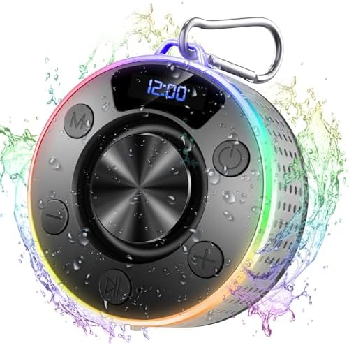 Portable Bluetooth Speaker with Stereo Sound, LED Light, and Suction Cup