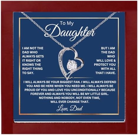 14K Gold Daughter Necklace with Heartfelt Message, Perfect Gift from Parents for Birthday or Graduation