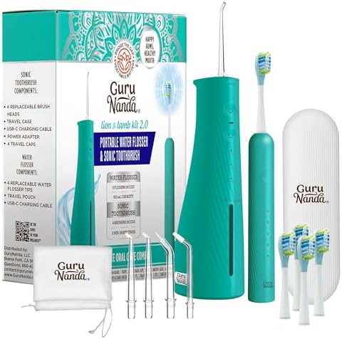 Electric Toothbrush & Water Flosser Combo, 4 Brush Heads, 4 Jet Tips, IPX7 Waterproof, Lavender