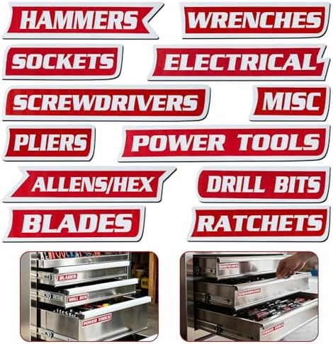 12-Pack Magnetic Toolbox Labels for Steel Storage - Quick Identification & Reusable