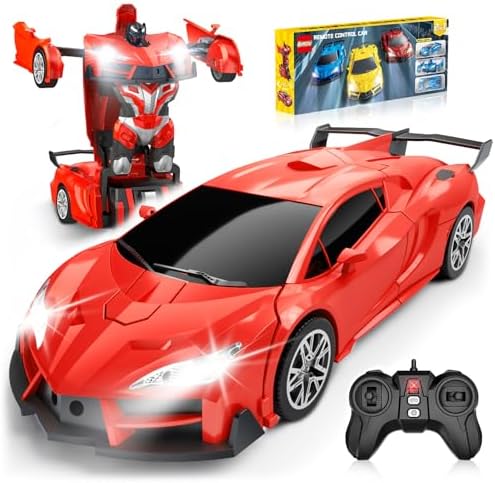 2-in-1 Transforming RC Car with 360° Spin, 2.4GHz Remote Control for Kids Ages 3-8