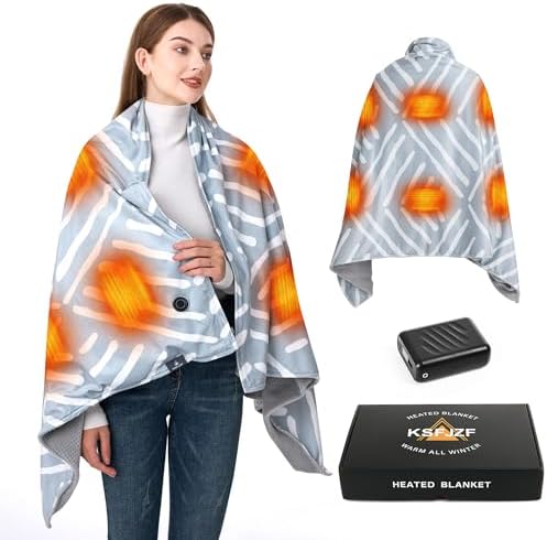 Cordless Heated Throw Blanket with Power Bank - Fast Heating, 3 Settings, Machine Washable