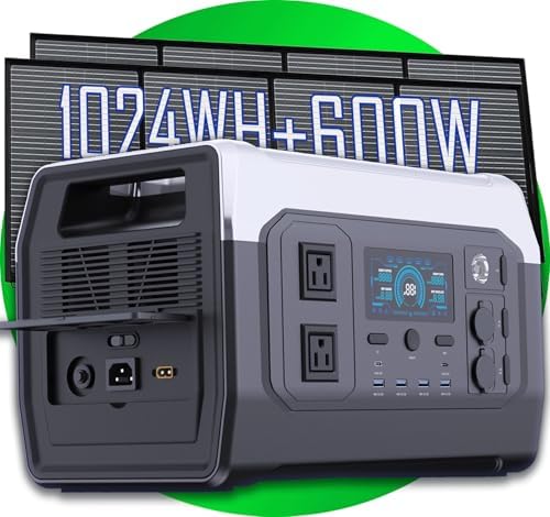 1024Wh Portable Power Station with 1600W Output, 1-Hour Fast Charging, 11 Ports for Camping/Home/Emergency