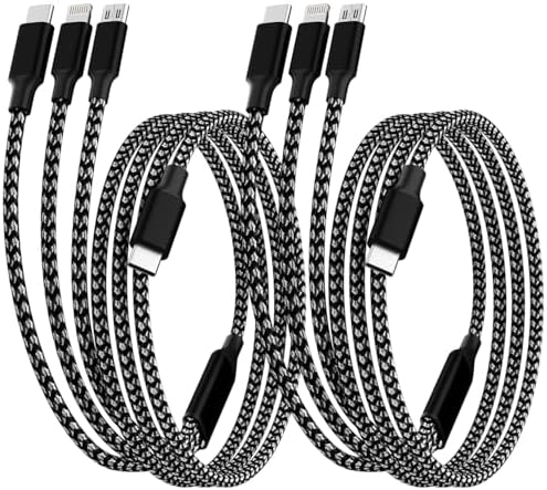 65W 4-in-1 Fast Charging Cable with E-Mark Chip, Multi-Port USB C Cable for Phones & Tablets