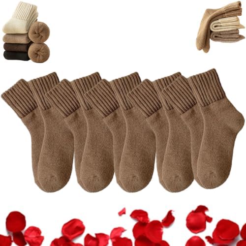 Women's Solid Mid Calf Socks - Cozy Warm Knit Crew Socks for Fall and Winter