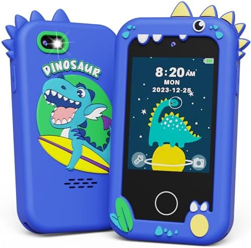 Kids Smart Phone Toy with Touchscreen, Dual Camera & Learning Games for Ages 3-8, Blue