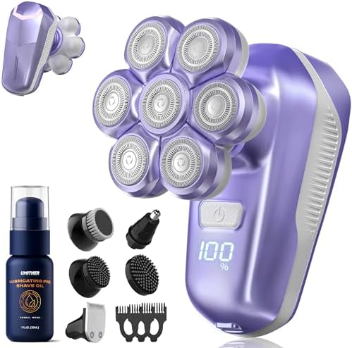 7D Magnetic Electric Shaver for Women, Waterproof Head Razor & Grooming Kit with 140-Min Runtime