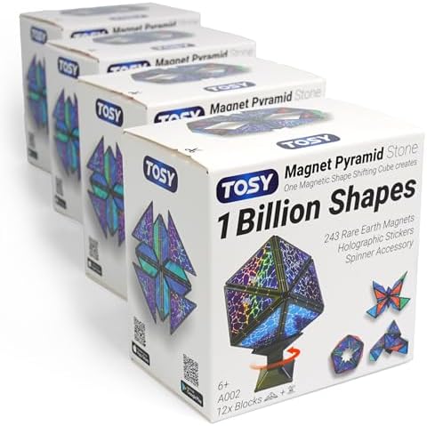 Magnetic Pyramid Puzzle: 14-Piece STEM Toy with 243 Magnets, 1 Billion Shapes