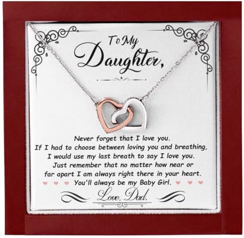 14K Gold Daughter Necklace with Heartfelt Message, Perfect Gift from Parents for Birthday or Graduation