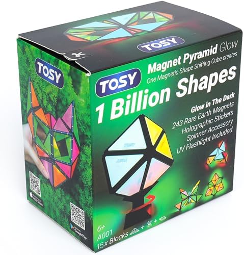Magnetic Pyramid Puzzle: 14-Piece STEM Toy with 243 Magnets, 1 Billion Shapes