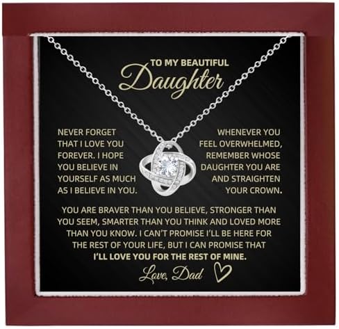14K Gold Daughter Necklace with Heartfelt Message, Perfect Gift from Parents for Birthday or Graduation