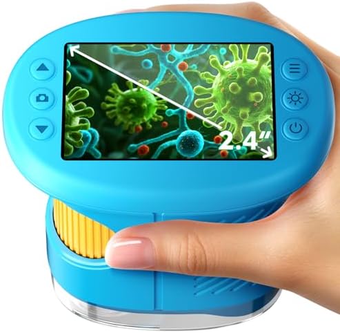 1000X Handheld Digital Microscope for Kids with 4K Screen & 12 Slides