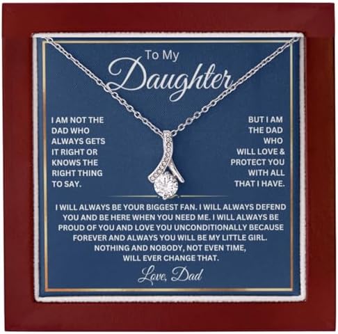 14K Gold Daughter Necklace with Heartfelt Message, Perfect Gift from Parents for Birthday or Graduation