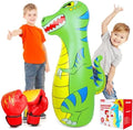 47" Inflatable Dinosaur Punching Bag for Kids with Boxing Gloves - Ages 3-9