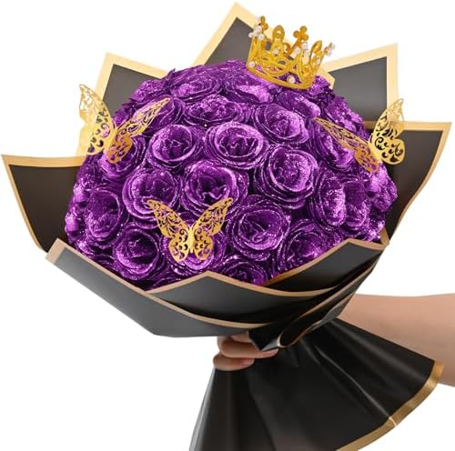 DIY Glitter Rose Bouquet Kit with 56 Flowers, Letters for Personalized Valentine's Gifts