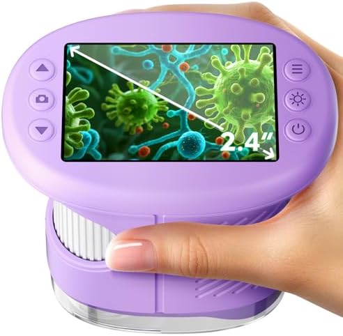 1000X Handheld Digital Microscope for Kids with 4K Screen & 12 Slides
