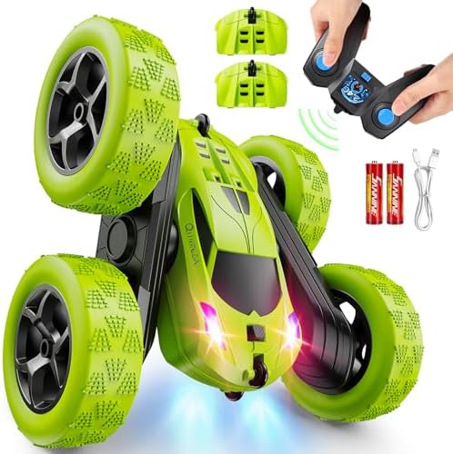 4WD Stunt RC Car with 360° Flips & LED Lights | 2.4GHz Remote | USB-C Modular Batteries | Gift for Kids 6-12