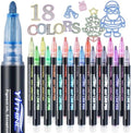 48 Colors Glitter Gel Pens Set with Outline Effect, Metallic Shimmer Markers for Arts & Crafts