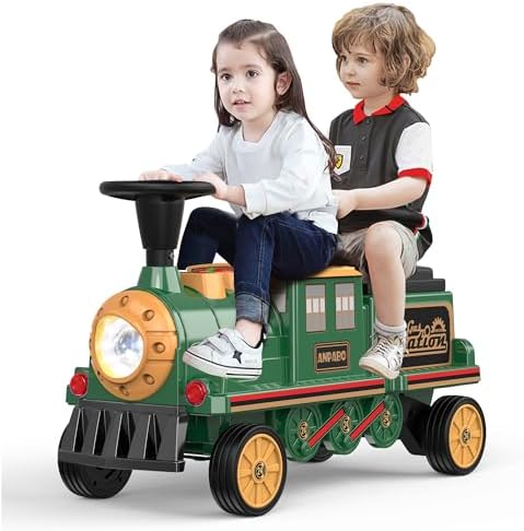 12V 2-Seater Kids Ride-On Train with Adjustable Seat, Storage & Music, Red