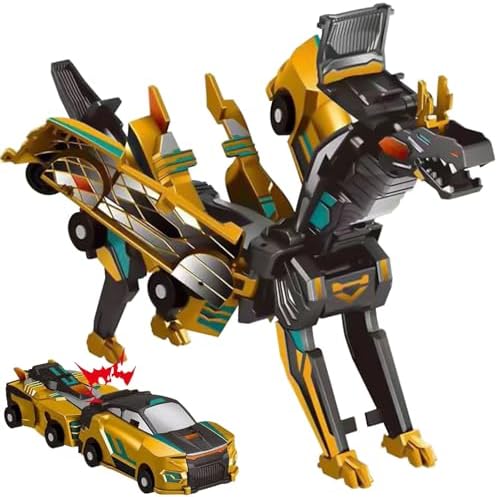 2-in-1 Magnetic Collision Dinosaur Car Toy | Transformable Robot Toy for Kids Ages 3-12