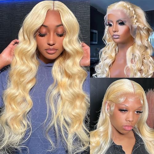 613 Blonde 28-Inch Body Wave Human Hair Wig with 13x6 HD Transparent Lace Front