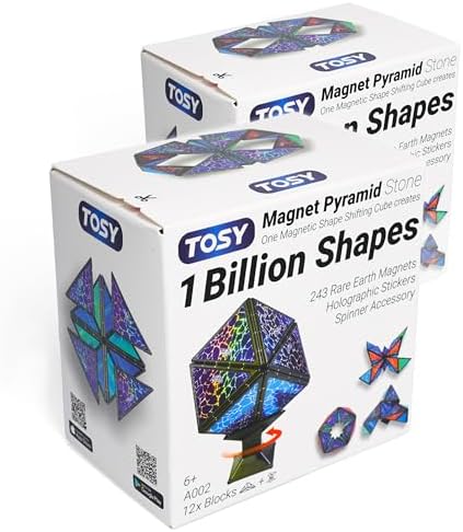 Magnetic Pyramid Puzzle: 14-Piece STEM Toy with 243 Magnets, 1 Billion Shapes