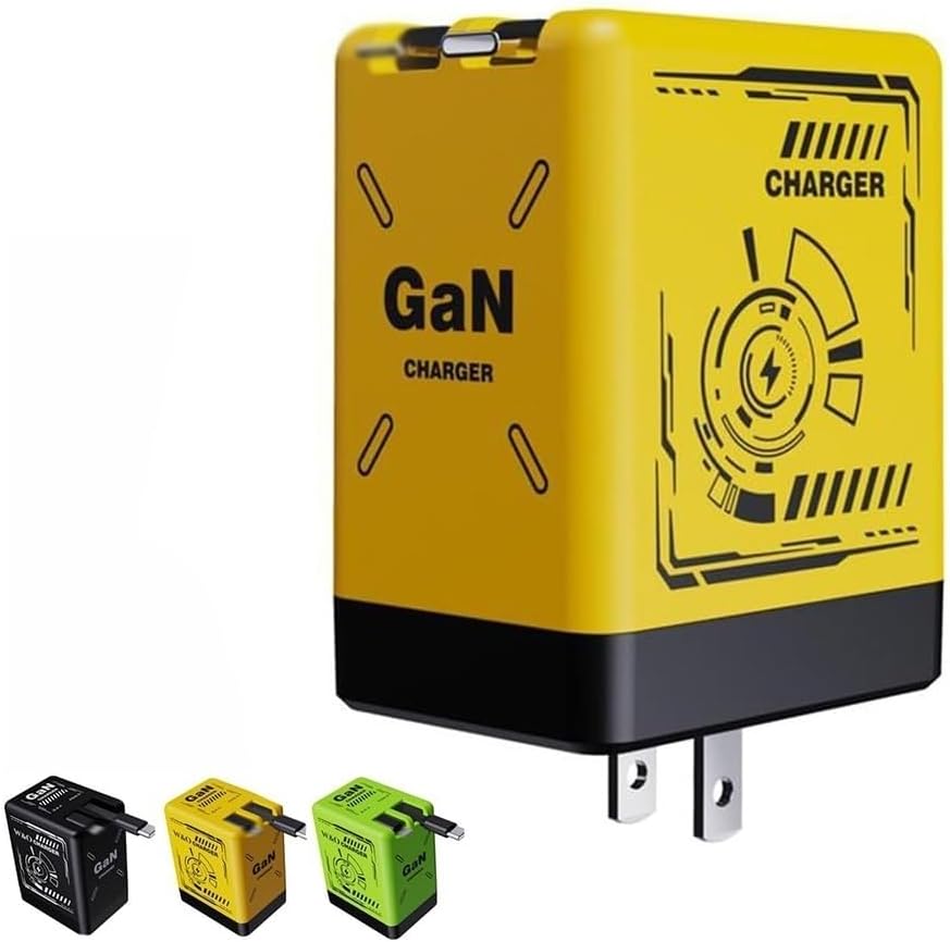 2-in-1 GaN Fast Charger with Retractable Cables, 120W Foldable Wall Adapter for Phones & Tablets