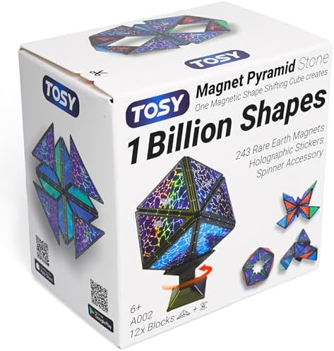 Magnetic Pyramid Puzzle: 14-Piece STEM Toy with 243 Magnets, 1 Billion Shapes