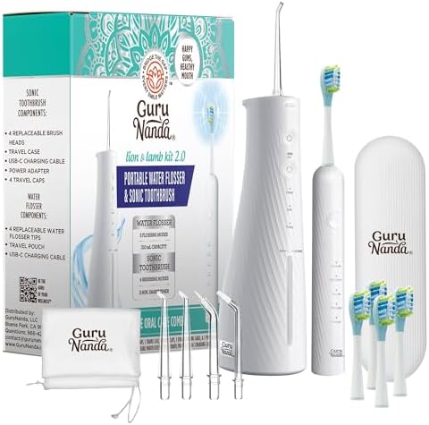 Electric Toothbrush & Water Flosser Combo, 4 Brush Heads, 4 Jet Tips, IPX7 Waterproof, Lavender