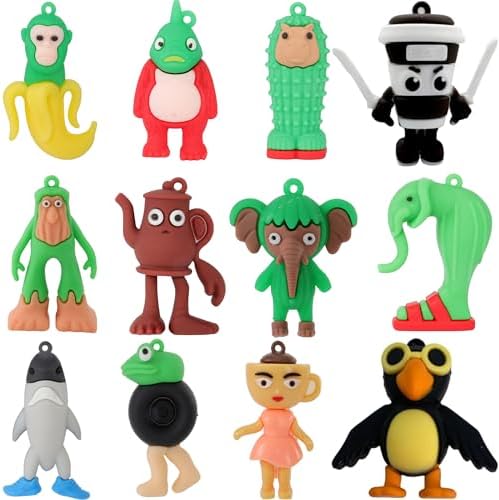 12PCS Italian Meme Action Figures, 2.5in Funny Shark Toys, Multi-Use Keychain Decor for Office & Room