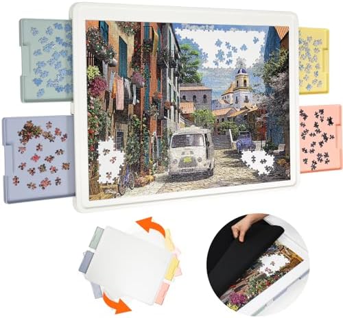 1500-Piece Rotating Puzzle Board with Drawers & Cover, 35x27 Inch Spinning Jigsaw Table