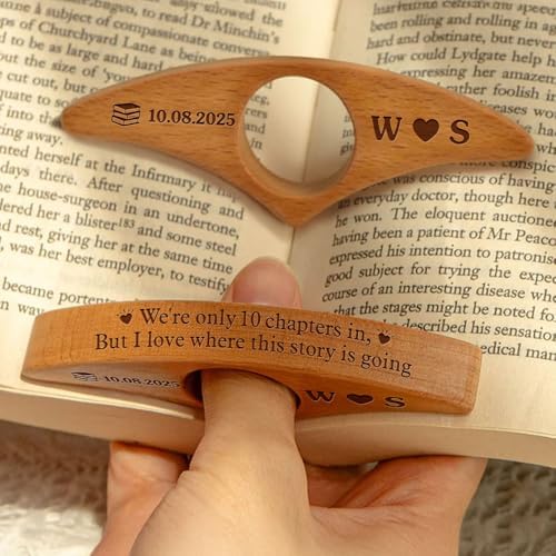 Personalized Wooden Thumb Bookmark - Ergonomic Page Holder for Hands-Free Reading