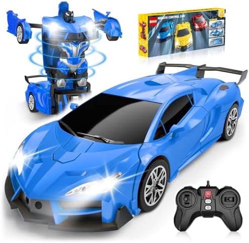 2-in-1 Transforming RC Car with 360° Spin, 2.4GHz Remote Control for Kids Ages 3-8