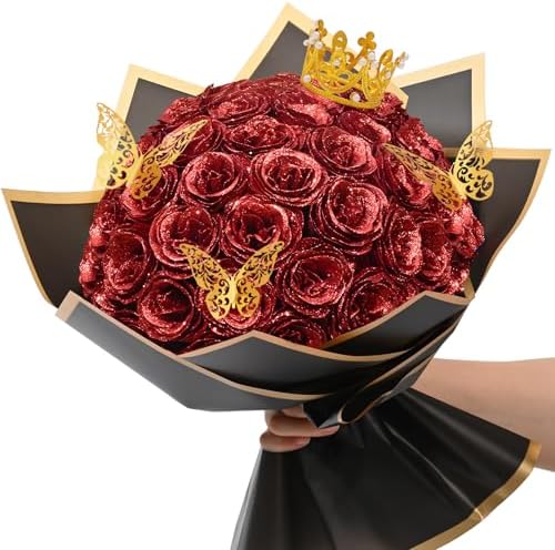 DIY Glitter Rose Bouquet Kit with 56 Flowers, Letters for Personalized Valentine's Gifts