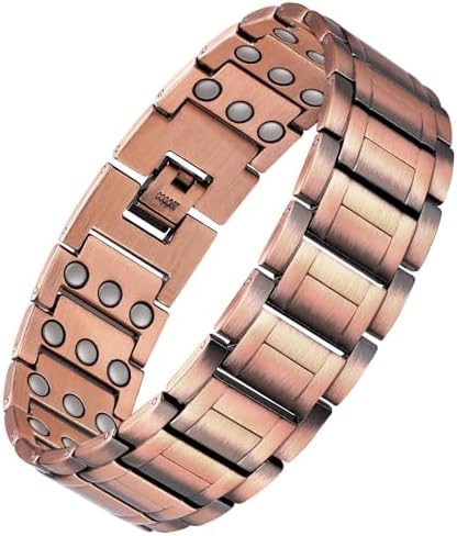 Men's 3X Strength Magnetic Copper Bracelet, 99.99% Pure Copper, Adjustable with Sizing Tool