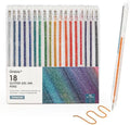 42-Piece Capped Glitter Gel Pen Set with 18 Iridescent & 24 Silver Colors, 1.0mm Rollerball Tip & 5 Coloring Sheets