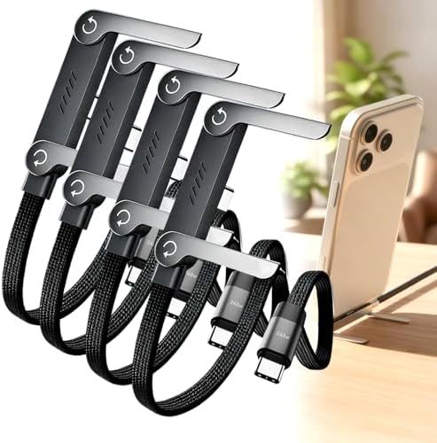 240W USB-C to USB-C Fast Charging Cable with Built-in 360° Rotating Phone Stand