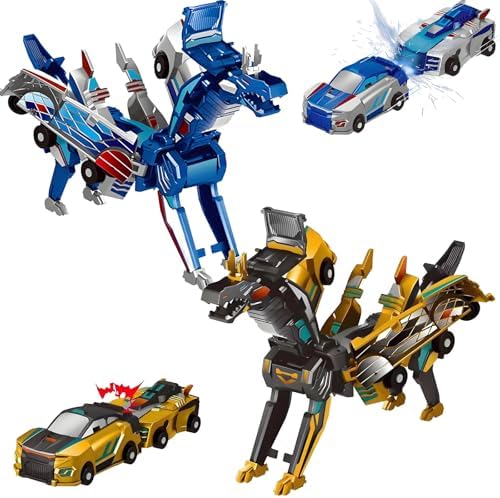 2-in-1 Magnetic Collision Dinosaur Car Toy | Transformable Robot Toy for Kids Ages 3-12