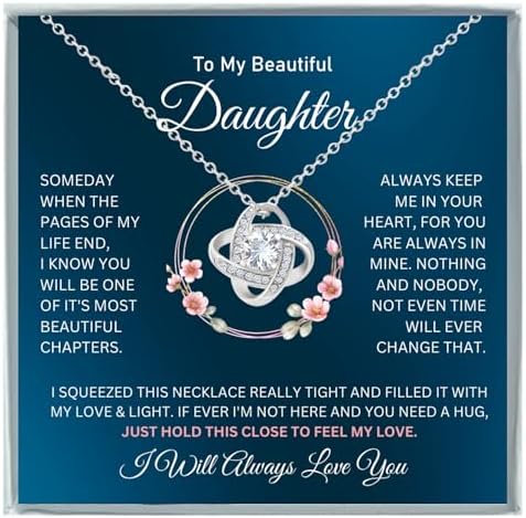 14K Gold Daughter Necklace with Heartfelt Message, Perfect Gift from Parents for Birthday or Graduation
