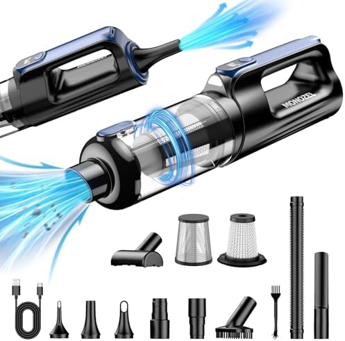 18000Pa Cordless 2-in-1 Car Vacuum & Air Duster, 130W Brushless Motor, 7800mAh Battery, LED Light, Multi-Nozzles