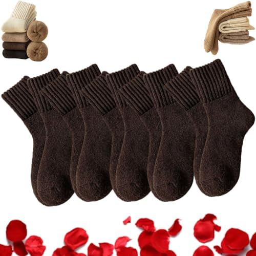 Women's Solid Mid Calf Socks - Cozy Warm Knit Crew Socks for Fall and Winter