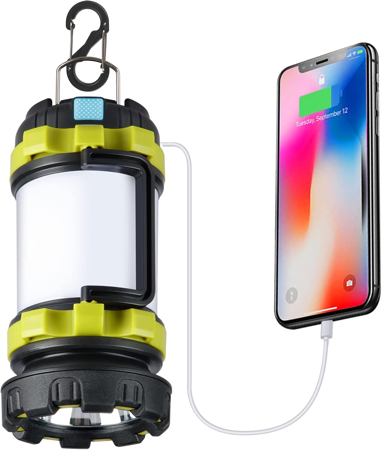 2-Pack Rechargeable Camping Lantern with 1000LM, 6 Modes, 4000mAh Power Bank, IPX5 Waterproof
