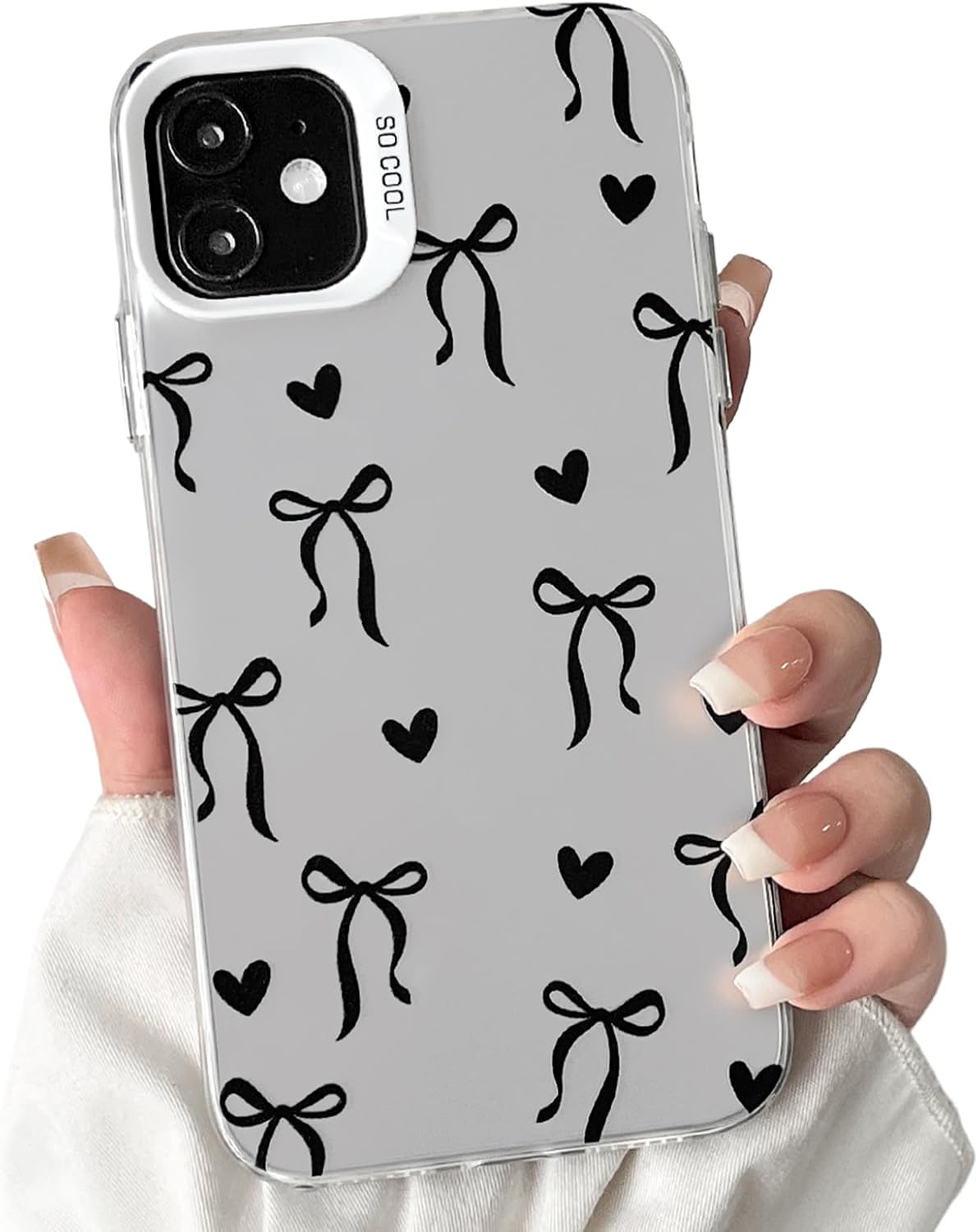 Cute Bow Heart Phone Case for iPhone 12 Pro Max - Soft TPU+PC Shockproof Protective Cover