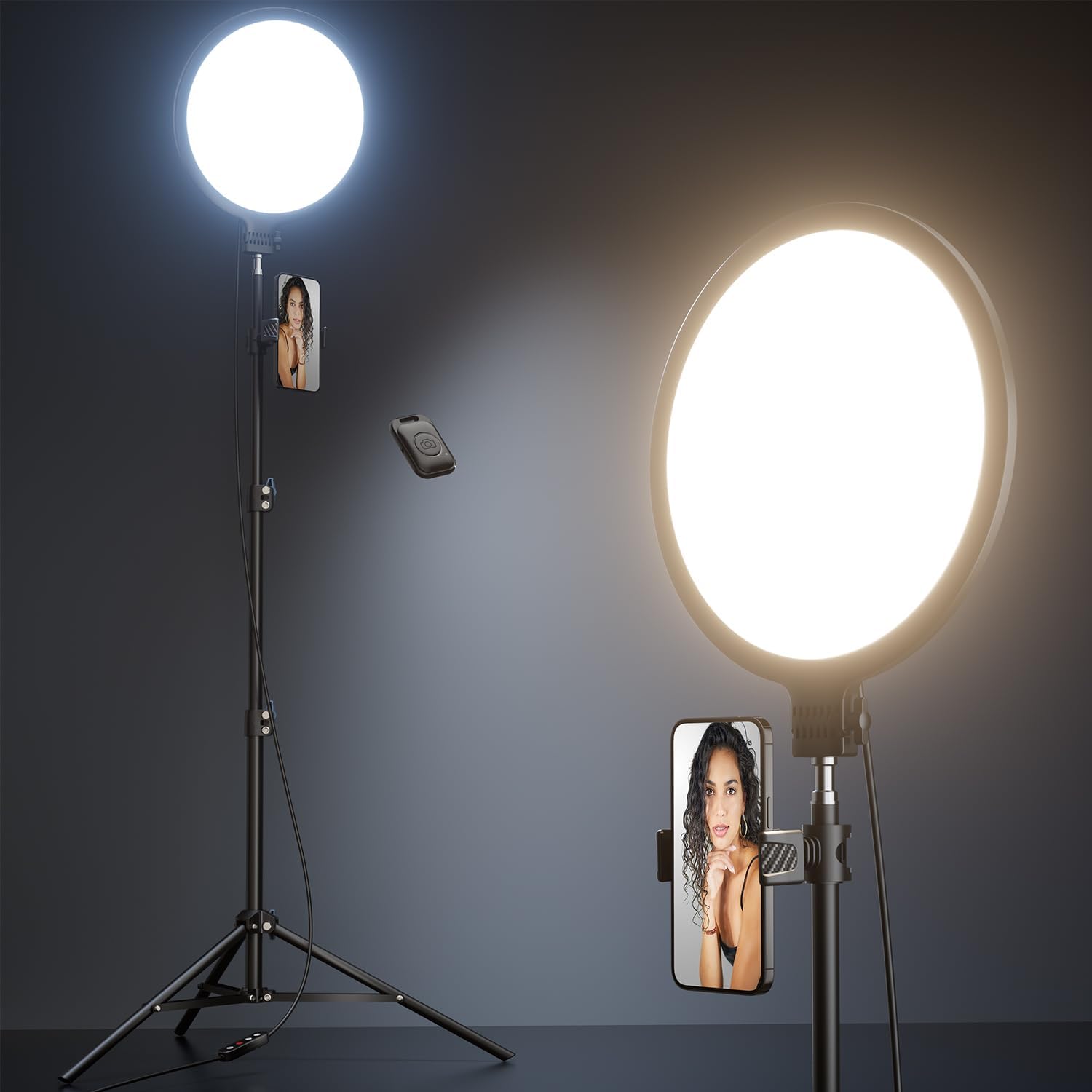 10.5" Ring Light with 69" Tripod Stand, Dimmable LED Lighting with Remote for Video Recording & Live Stream