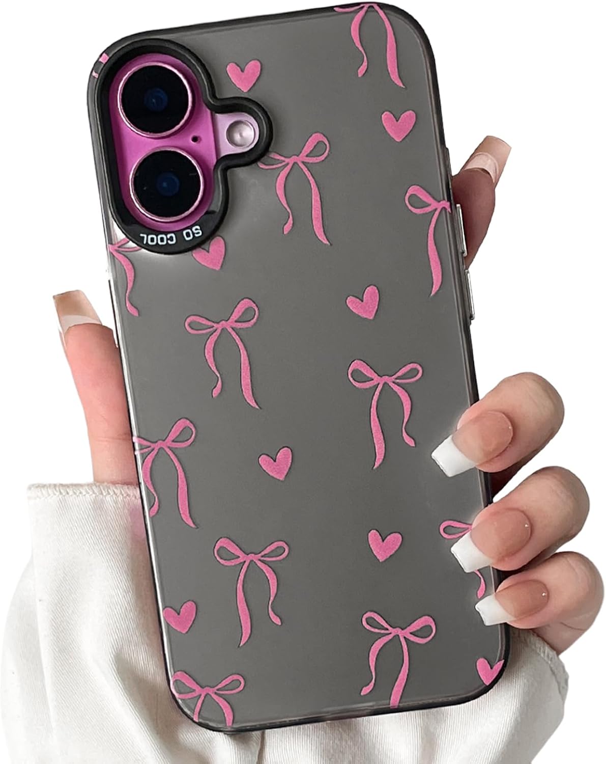 Cute Bow Heart Phone Case for iPhone 12 Pro Max - Soft TPU+PC Shockproof Protective Cover